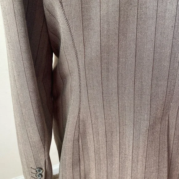 Ann Klein, Blazer, Tan with brown stripes, Size 12 - Picture 6 of 8